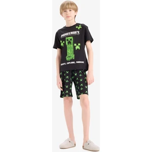 Erkek Çocuk Minecraft Pijama Takımı Kısa Kollu Üst Beli Lastikli Şort E0335A825SM