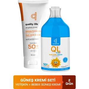 Quality Life Bebek ve Yetişkin Güneş Kremi Seti 50+ Faktör Leke Karşıtı 110 ml