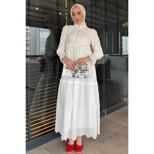 Kadın Ön Bağlamalı Fırfırlı Fistolu Tesettür Elbise