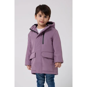Erkek Çocuk Lila Kürklü Su ve Rüzgar Geçirmez Kapüşonlu 3 Kışlık Mont & Kaban & Parka FMPÇ-110