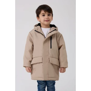 Erkek Çocuk Taş Kürklü Su ve Rüzgar Geçirmez Kapüşonlu 3 Kışlık Mont & Kaban & Parka FMPÇ-110