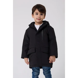 Erkek Çocuk Siyah Kürklü Su ve Rüzgar Geçirmez Kapüşonlu 3 Kışlık Mont & Kaban & Parka FMPÇ-110