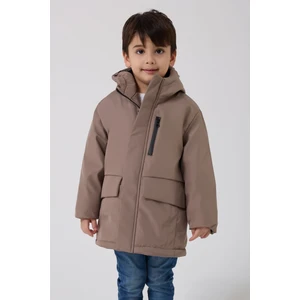 Erkek Çocuk Vizon Kürklü Su ve Rüzgar Geçirmez Kapüşonlu 3 Kışlık Mont & Kaban & Parka FMPÇ-110