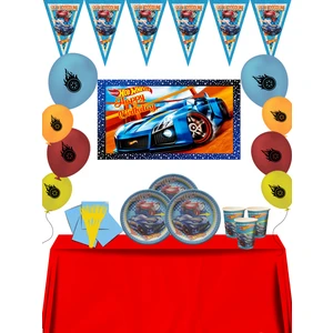 Afişli Lüx Arabalar Hot Wheels Ateşli Arabalar Doğum Günü Parti Süsleri Süsleme Seti