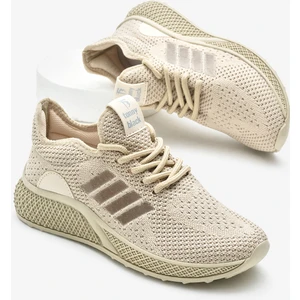 Tonny Black Unisex Bej Poli Taban Bağcıklı Triko Spor Ayakkabı