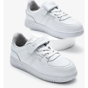 Tonny Black Çocuk Unisex Beyaz Beyaz Termo Taban Cırtlı Lastik Bağcıklı Spor Ayakkabı