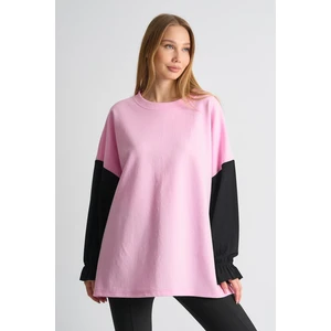 Alexandergardı Fırfırlı Kol Detaylı Garnili Renk Bloklu Kadın Sweatshirt