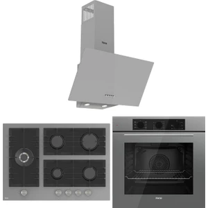 Flowart Bl Modüler Seriisi 3'lü Gri Ankastre Set ( QBL62CPR-BL138-D088 )