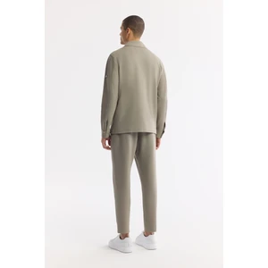 Avva Erkek Yağ Yeşili Klasik Yaka Pamuklu Jersey Comfort Fit Gömlek Ceket A51Y2048