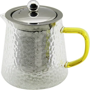Go İthalat Yuvarlak Kabartmalı - Borosilikat  Cam Demlik 550ML