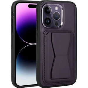 Apple iPhone 14 Pro Kılıf Kartlıklı Standlı ​pu Deri Memo Kapak-Koyu MOR-8680436652114-TDOM8522