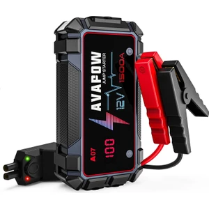 A07 12800MAH 1500A Jump Starter Taşınabilir Akü Takviye Kiti (Powerbank-Qc3.0 + LCD + LED Işık)