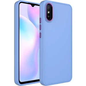 ZORE Xiaomi Redmi 9A Kılıf Metal Çerçeve ve Buton Tasarımlı Silikon Luna KAPAK-LILA-8680436633137-TD