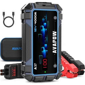 A37 26800MAH 4000A Jump Starter Taşınabilir Akü Takviye Kiti (POWERBANK-PD60W + LCD + LED Işık)