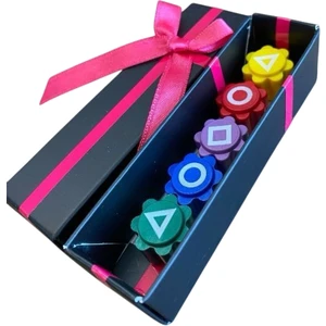 Squid Game Tabut Kutulu Squid Game Oyun 5 Taş Seti Renkli Taş Gonggi, Beş Taş, Kalamar Oyunu