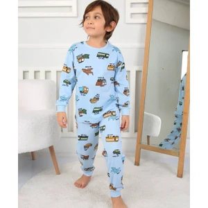 Alkın Kids Erkek Çocuk  Pamuklu Araba Desenli Pijama Takımı