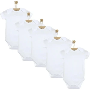 Mixi Baby Pamuklu Çıtçıtlı Bebek Body Bisiklet Yaka 5'li Set Kısa Kol