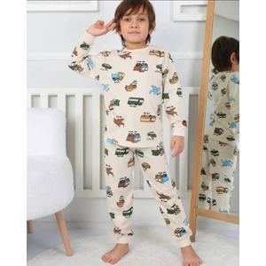 Alkın Kids Erkek Çocuk  Pamuklu Araba Desenli Pijama Takımı