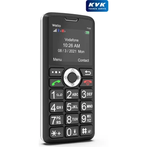 Wkey T100 Tuşlu Kamerasız Asker/Yaşlı Cep Telefonu Siyah