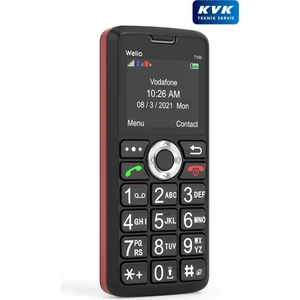 Wkey T100 Kamerasız Siyah-Kırmızı Asker/yaşlı Cep Telefonu Siyah
