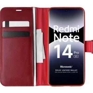 Xiaomi Redmi Note 14 Pro 5g Kılıf Delux Leather Wallet Kırmızı