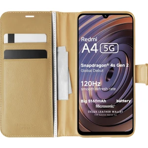 Xiaomi Redmi A4 Kılıf Delux Leather Wallet Gold