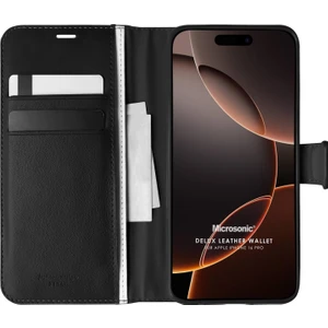 Apple iPhone 16 Pro Kılıf Delux Leather Wallet Siyah