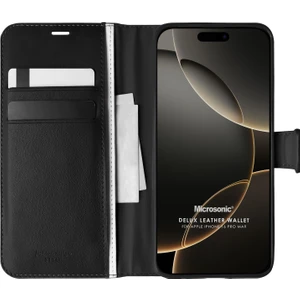 Apple iPhone 16 Pro Max Kılıf Delux Leather Wallet Siyah