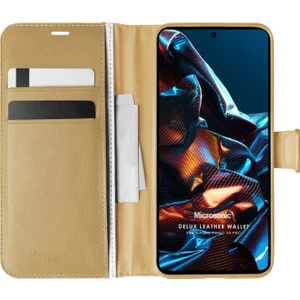 Xiaomi Poco X5 Pro Kılıf Delux Leather Wallet Gold