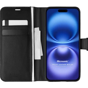 Apple iPhone 16 Plus Kılıf Delux Leather Wallet Siyah