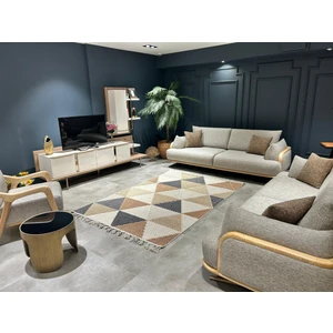 Çam Halı Side 1405 Sarı Iskandinav Desenli Koridor Halısı Kesme Yolluk Mutfak Halısı Modern Salon Halısı