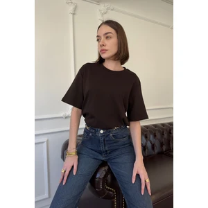 Kısa Kol Orijinal Basic Tshırt- Kahverengi