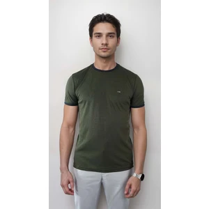 Sıfır Yaka Bisiklet Yaka Likralı Penye Haki Erkek Tshirt
