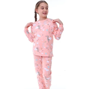 Kız Çocuk %100 Pamuklu Unicorn Desen Pijama Takımı