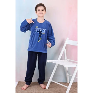 Yeni Sezon Sonbahar/kış Erkek Çocuk Skate Desenli Polar Pijama Takımı 4515
