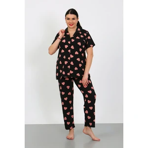 Büyük Beden  Kısa Kollu Milan Gömlek Pijama Takımı- Genç Anne Serisi