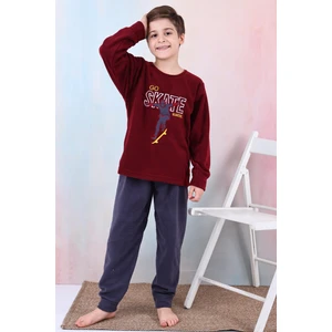 Yeni Sezon Sonbahar/kış Erkek Çocuk Skate Desenli Polar Pijama Takımı 4515