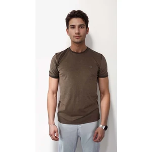 Sıfır Yaka Bisiklet Yaka Likralı Penye Kahve Erkek Tshirt