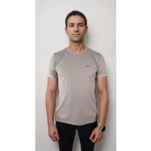 Sıfır Yaka Bisiklet Yaka Likralı Penye Bej Erkek Tshirt