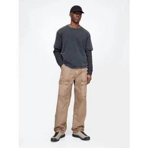 Erkek Bej Baggy Utility Jean Pantolon