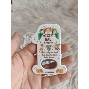 10 Adet Rengarenk Safari Konsept 1 Rakam Açacak Magnet Yenidoğan Doğum Günü Mevlüt Hediyelikleri