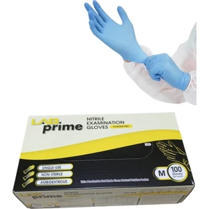 Lab Prime Nitril Muayene Eldiveni -- Pudrasız Mavi -- 100'LÜ Paket