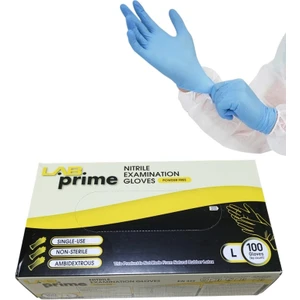 Lab Prime Nitril Muayene Eldiveni -- Pudrasız Mavi -- 100'LÜ Paket