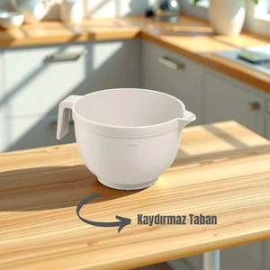 Melkan Home Mikser Kase, Çırpma Kabı, Kulplu Mikser Karıştırma Kabı 3 Litre Krem Mikser Kabı