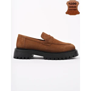 Paradise  Deri Kalın Taban Günlük Casual Makosen Kadın Loafer Ayakkabı