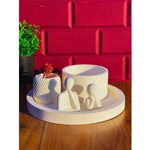 Modern Beyaz Dekoratif Set – 5 Parçalı Minimalist Tasarım