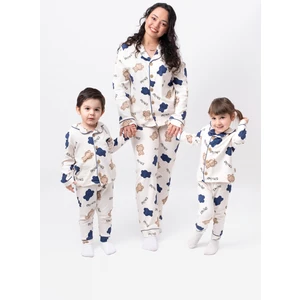 Bolly Baby Pamuk Anne Bebek Çocuk Pijama Takımı Kruvaze Yaka Düğme Detaylı Pijama Takımı