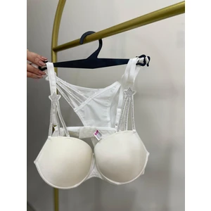 Sln Store Yıldız Taşlı Beyaz Sütyen Takımı