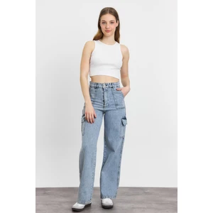 13107 Kargo Cep Dikişli Pantolon Buz