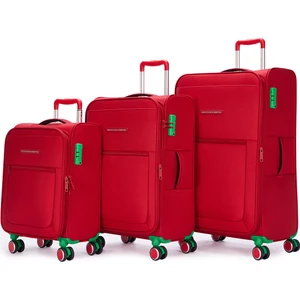 Benetton 2800 3'lü Set Ultra Light Hafif Lüx Kumaş Tekerlekli Valiz